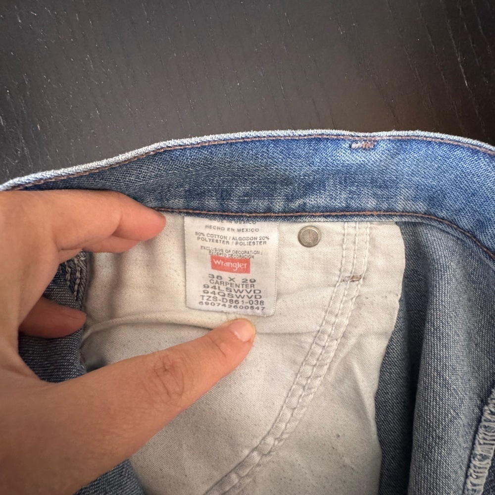 Wrangler Men's Wrangler  Regular Fit Carpenter Jeans Size 38x29 Denim Blue - Picture 3 of 5